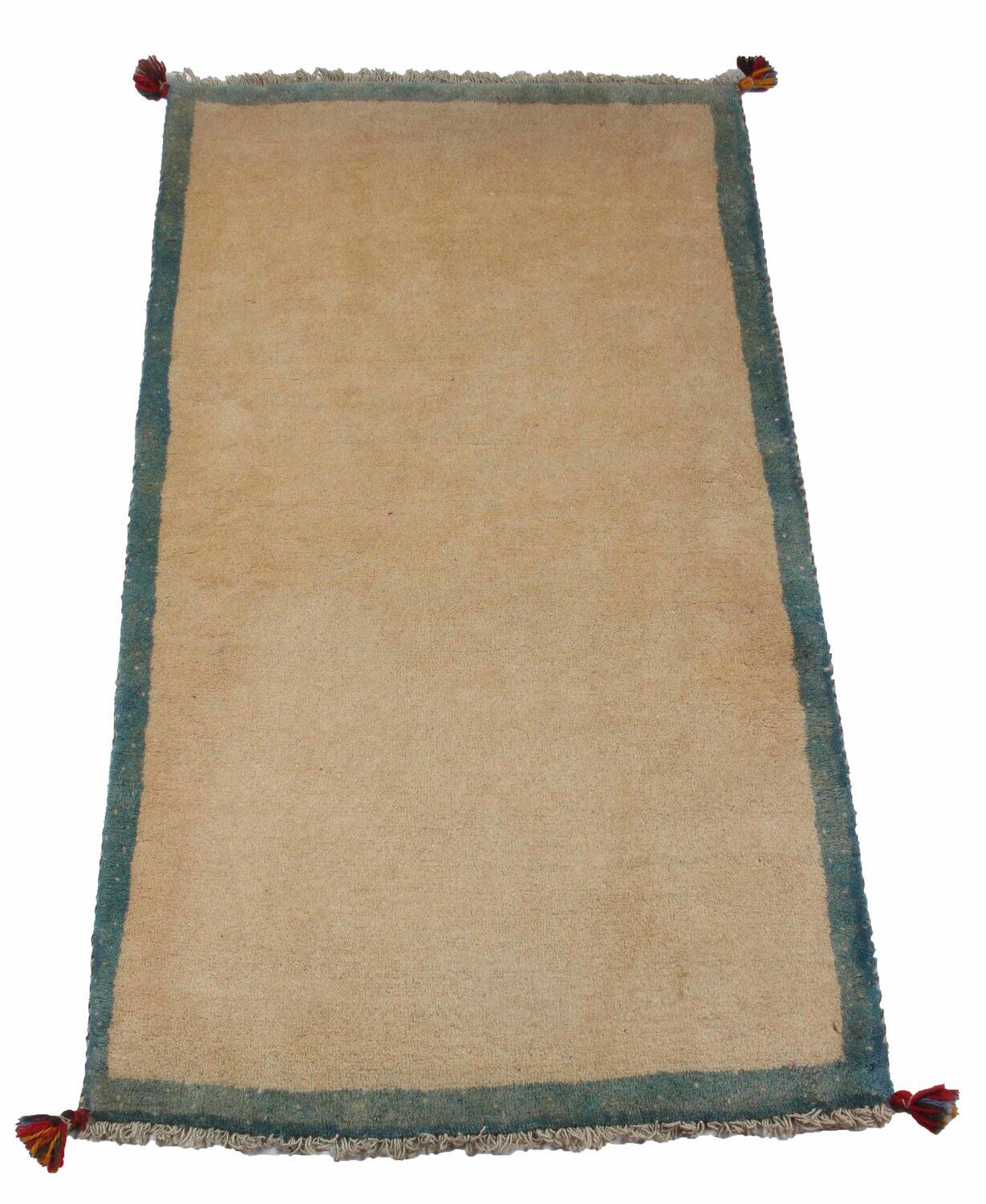 Handknuten Persisk Matta Gabbeh Shiraz Creme/Blå 75x143cm