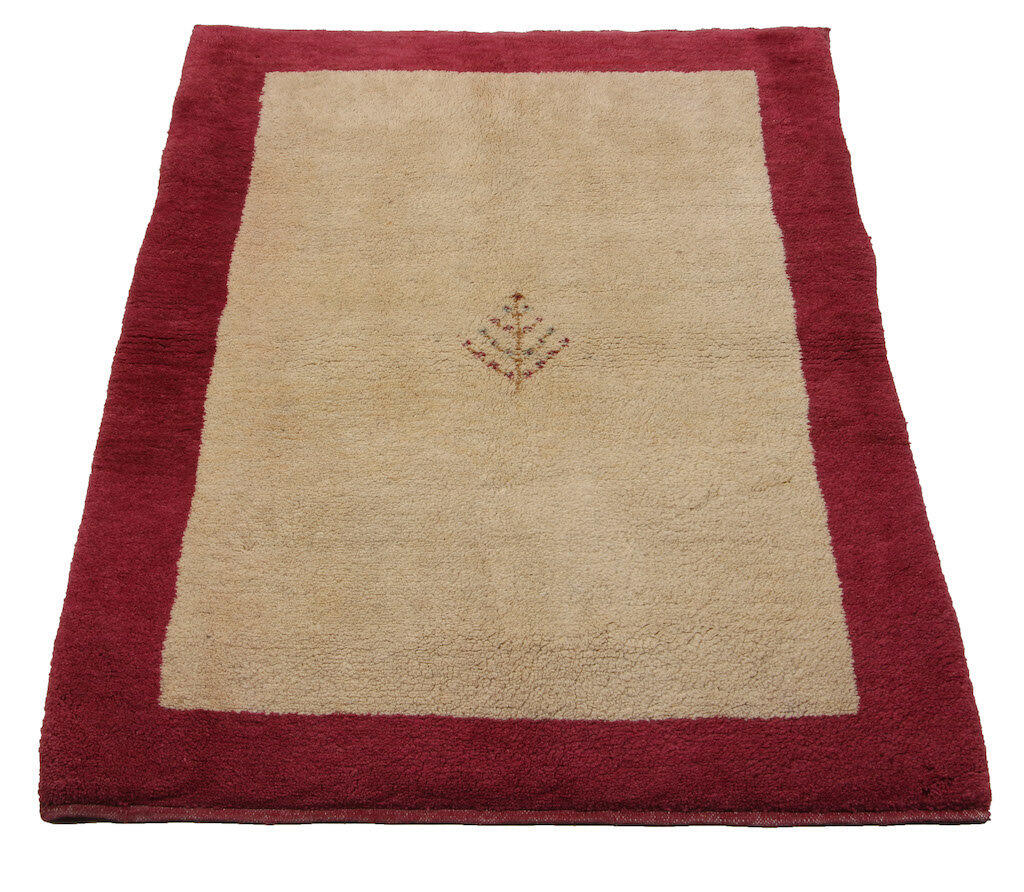 Handknuten Persisk Matta Gabbeh Shiraz Creme/Röd 105x136cm