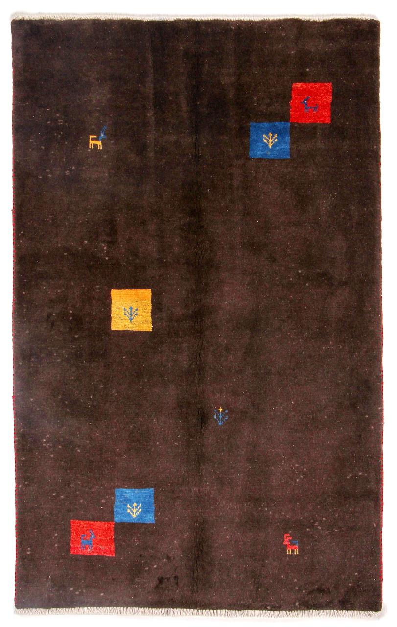 Handknuten Persisk matta Gabbeh Shiraz Ull Mörkbrun 115x185cm