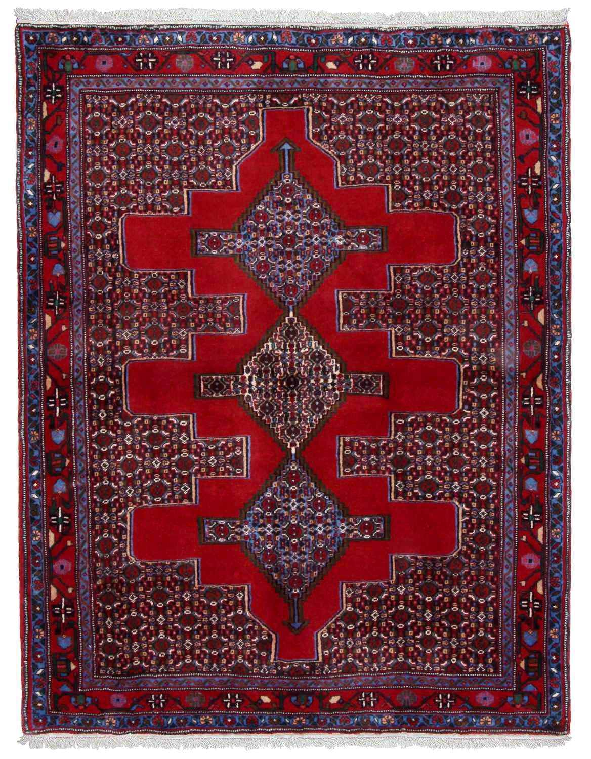 Handknuten Persisk Dubbelvävd Patinamatta Senneh 122x160cm