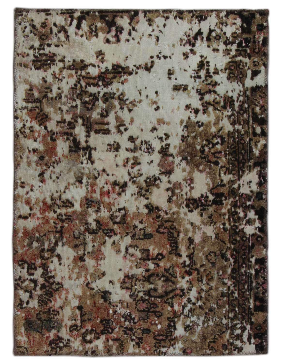 Handknuten Persisk Vintagematta Creme/Brun 91x124cm