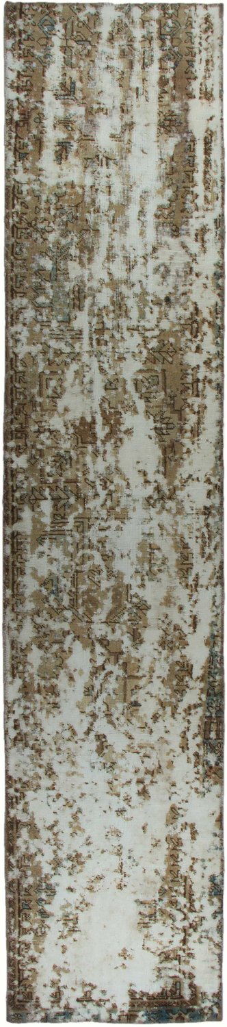 Handknuten Persisk Vintagematta Creme/Brun 74x358cm