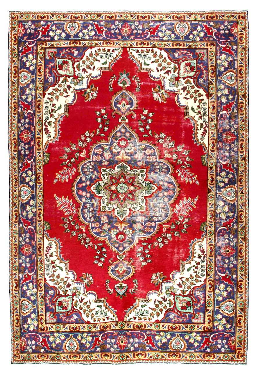 Handknuten Original Persisk Vintagematta Tabriz 193x294cm