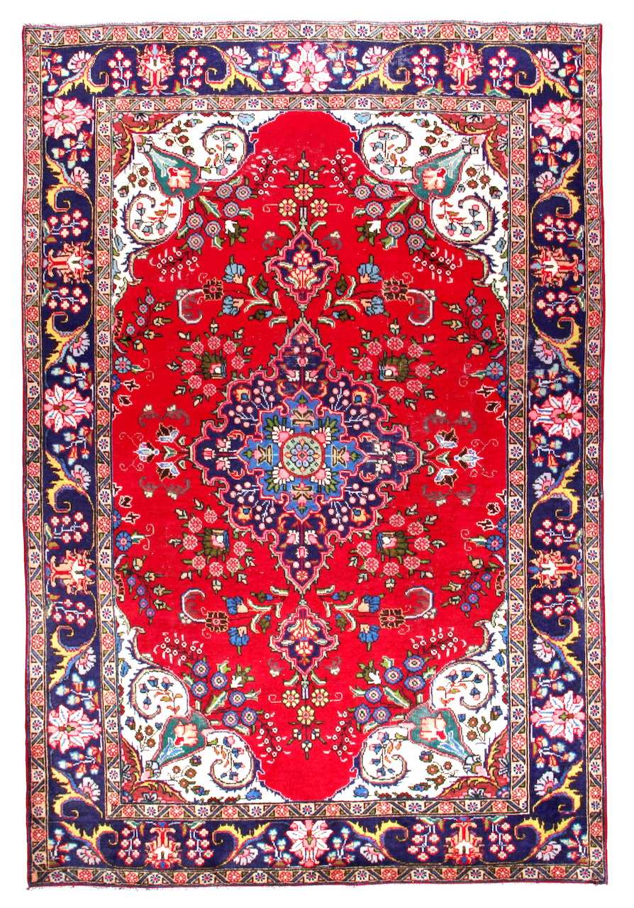 Handknuten Original Persisk Vintagematta Tabriz 194x300cm