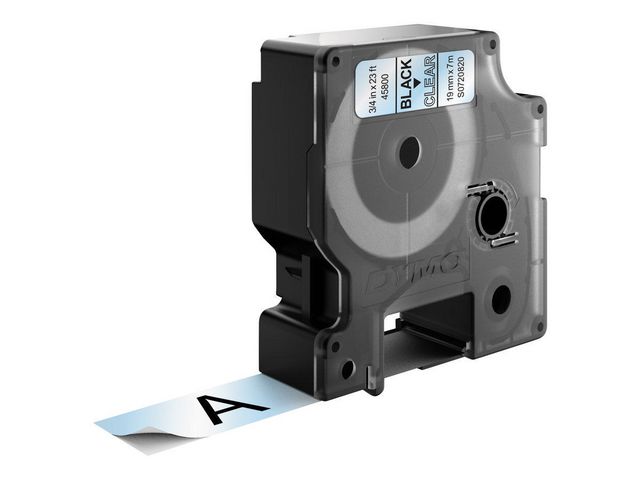 Tape Dymo D1 Svart på Klar 19mmx7m