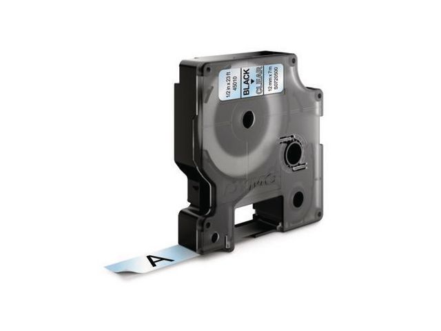 Tape Dymo D1 Svart på Klar 12mmx7m