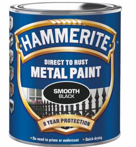Metallfärg Hammerite Hammarlack Slätlack Svart 554 250ml