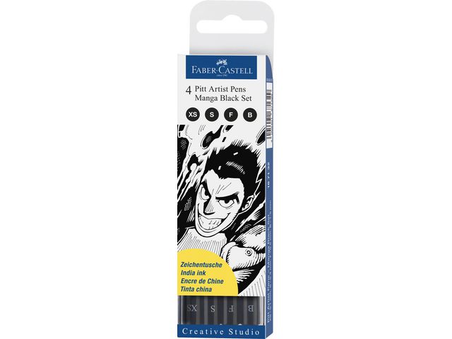 Fiberpenna Faber Castell Pitt Artist Manga Black 4st