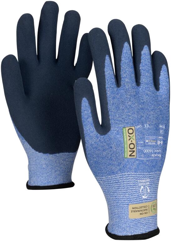 Junior Handske OX-ON Recycle 16000 Svart-Blå Junior Handske OX-ON Recycle 16000 Svart-Blå
