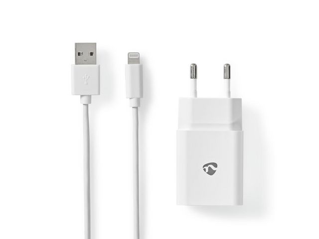 Laddare Vägg Nedis 2.4 A Lightning Vit 1m