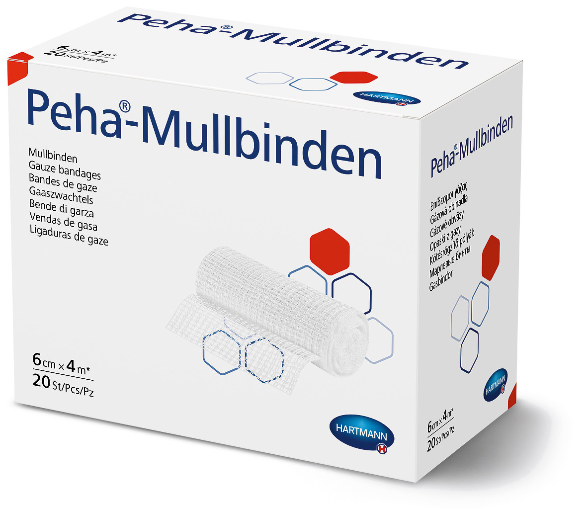 Förbandsfixering Peha-Mullbinden 6cm 20st