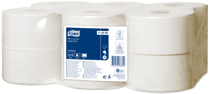 Toalettpapper Tork Mini Jumbo Universal T2 2-lager Vit 12rl