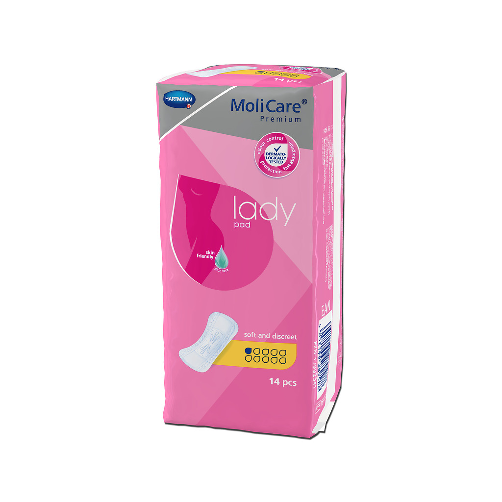 Lättinkontinensskydd MoliCare Premium LadyPad 1 Droppar Ljusgul 14st