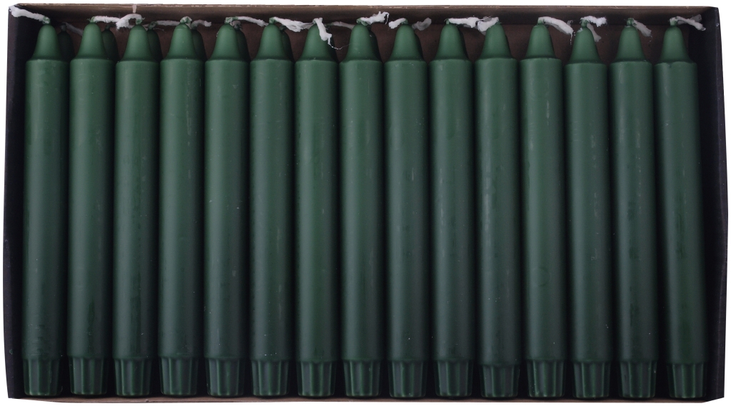 Kronljus Abena Paraffin Mörkgrön 2.3x20cm 8h 30st