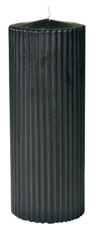 Blockljus Abena Räfflade Paraffin Svart 7x18cm 80h