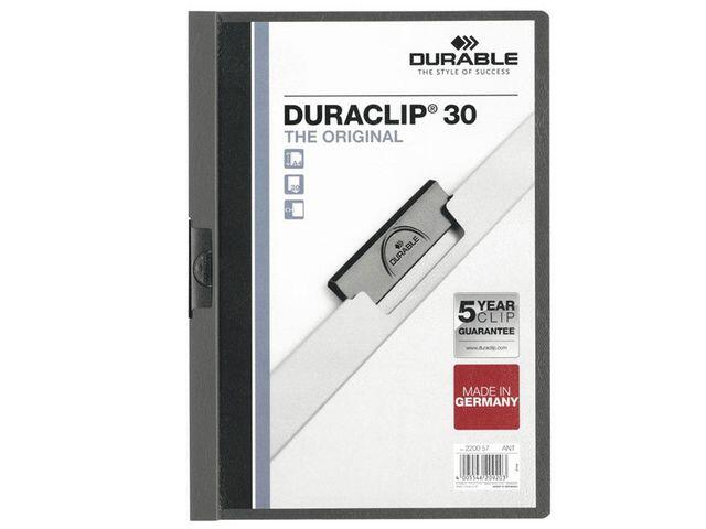 Klämmapp Durable Duraclip Antracitgrå A4 till 30 ark