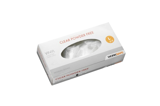 Engångshandskar Vinyl Worksafe Clear Puderfri L 8-9 100st