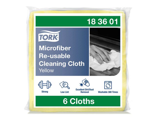 Mikrofiberduk Tork Gul 30.5x30.5cm 6st