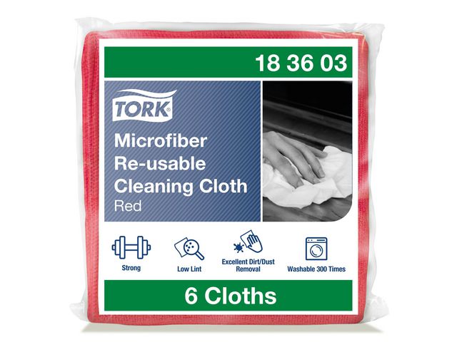Mikrofiberduk Tork Röd 30.5x30.5cm 6st