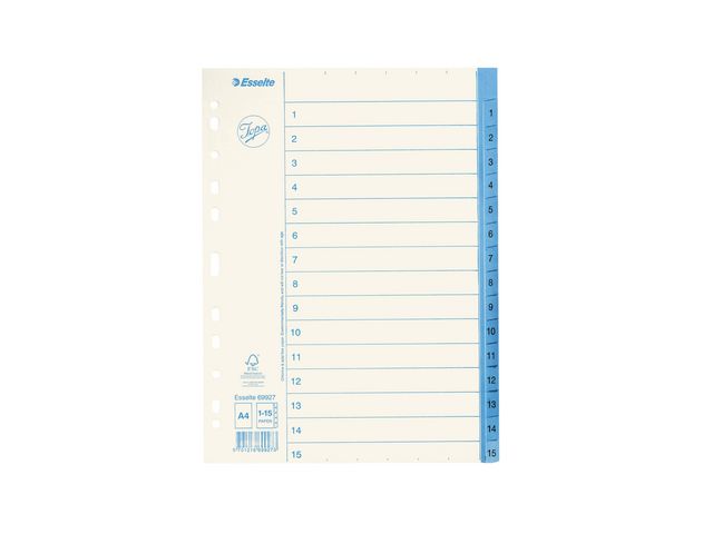 Pappersregister Esselte Jopa 1-15 Vit/Blå A4