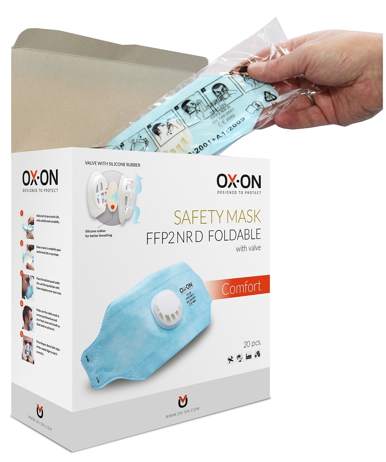 Mask OX-ON FFP2NR D foldable W/Valve Comfort 20st