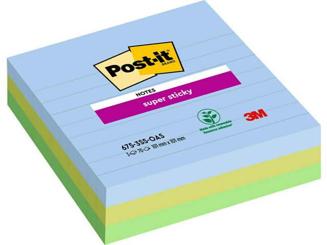 Notisblock Post-it SuperSticky Oasis 101x101mm 3block