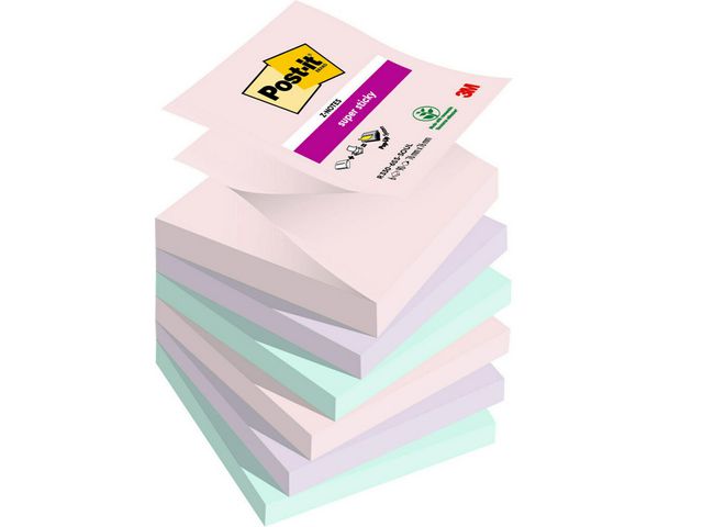 Notisblock Post-it SuperSticky Z-block Soulful 76x76mm 6block