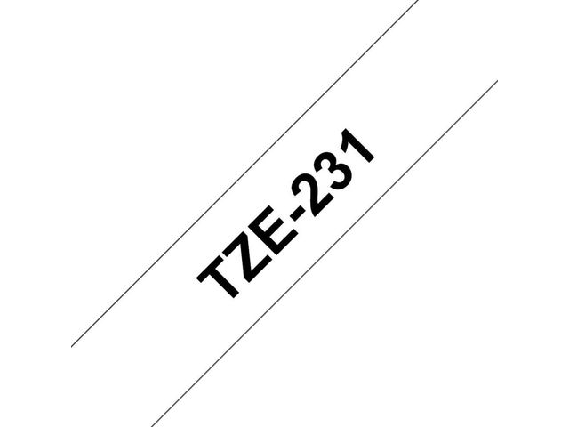 Tape Brother TZE231 Svart på Vit 12mm