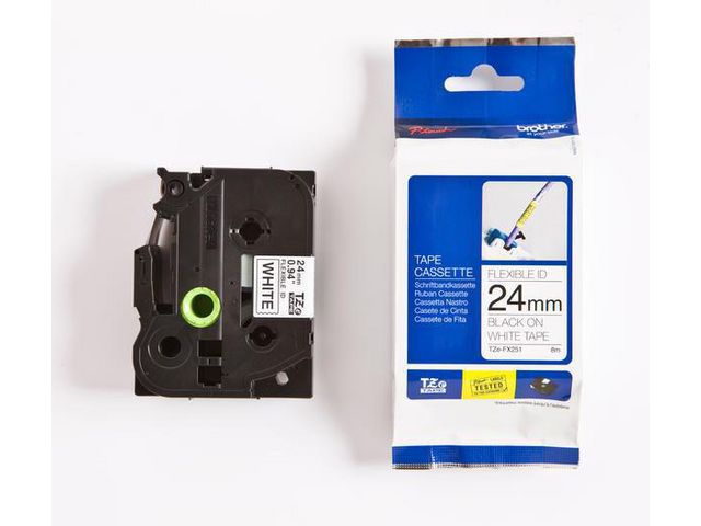Tape Brother TZEFX251 Svart på Vit 24mm