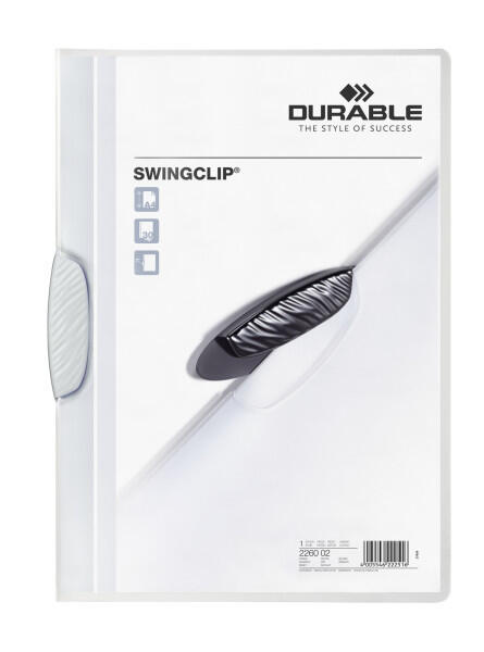 Klämmapp Durable Swingclip Transparent-Vit A4 till 30ark