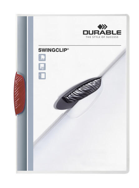 Klämmapp Durable Swingclip Transparent-Röd A4 till 30 ark