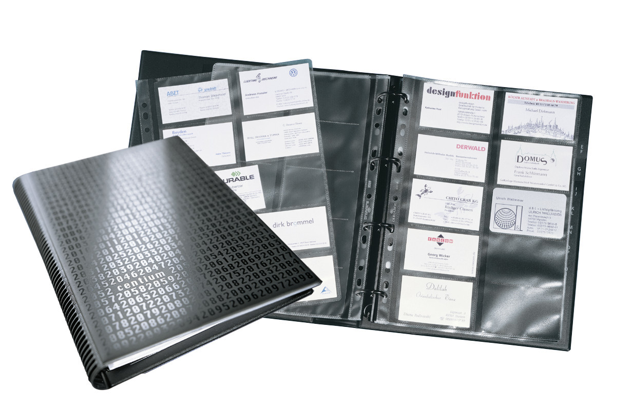Visitkortspärm Durable Visifix Centium för 400 Visitkort Svart A4