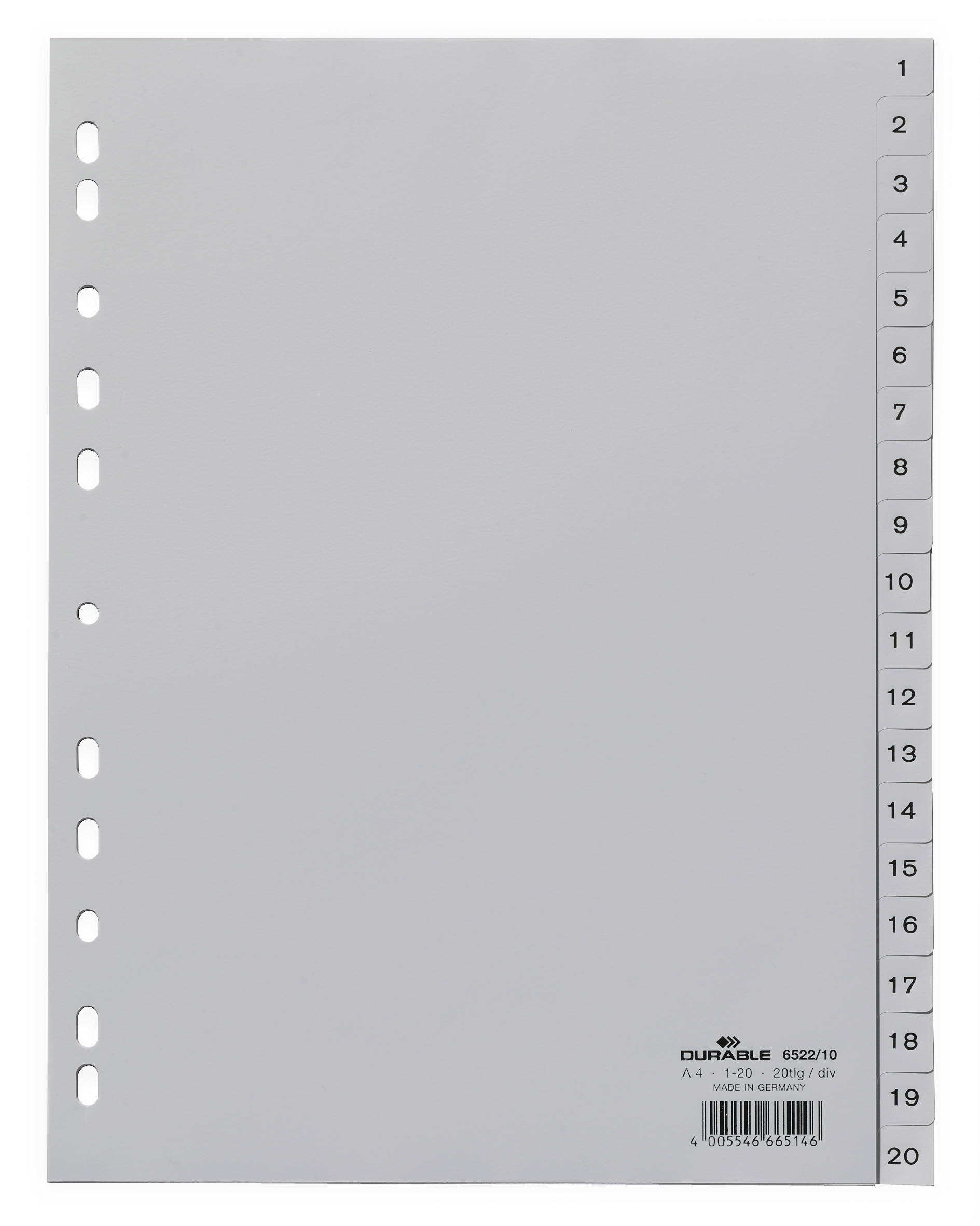 Pärmregister Durable 20-del med Tryckta Flikar PP 1-20