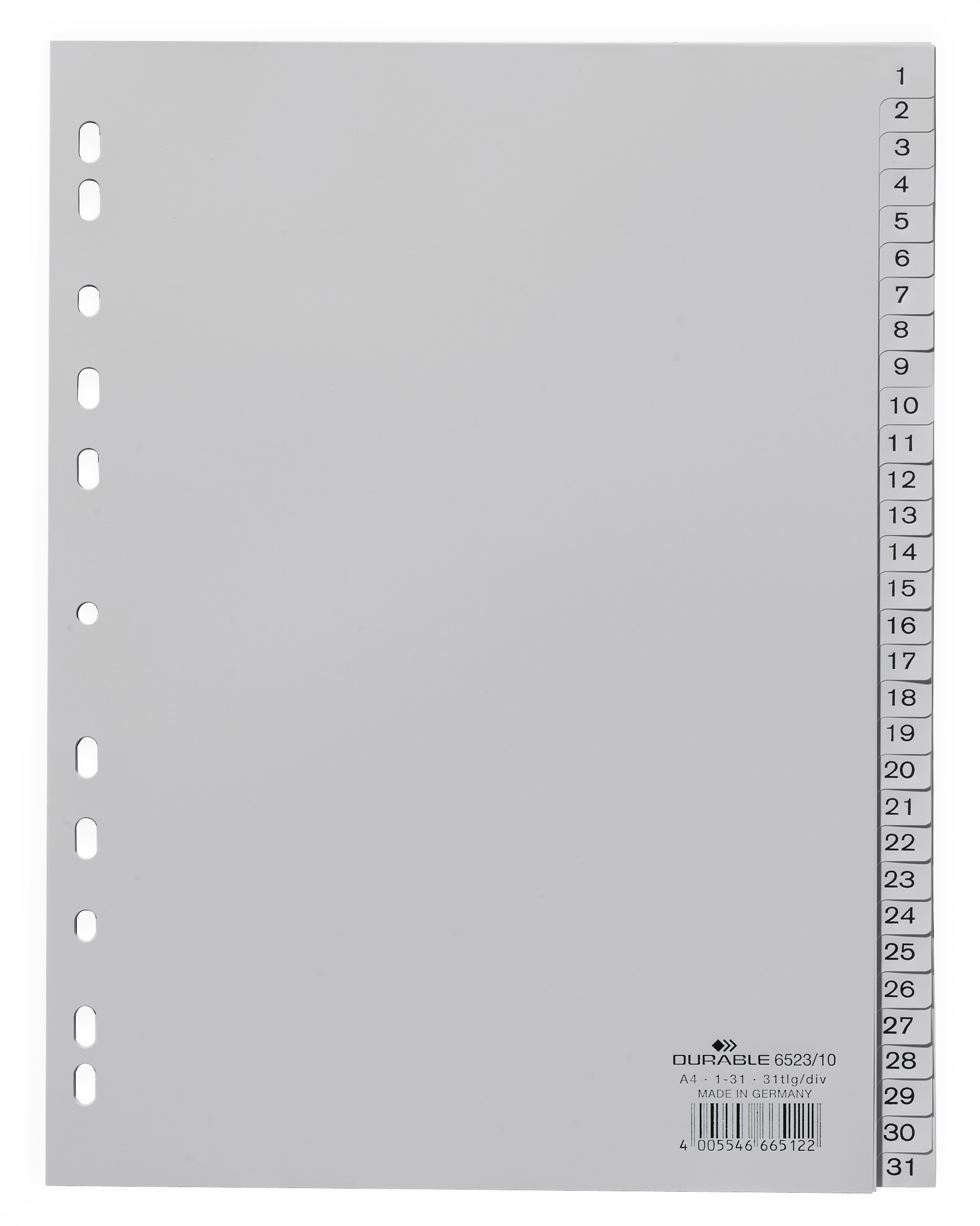 Pärmregister Durable 31-del med Tryckta Flikar PP 1-31