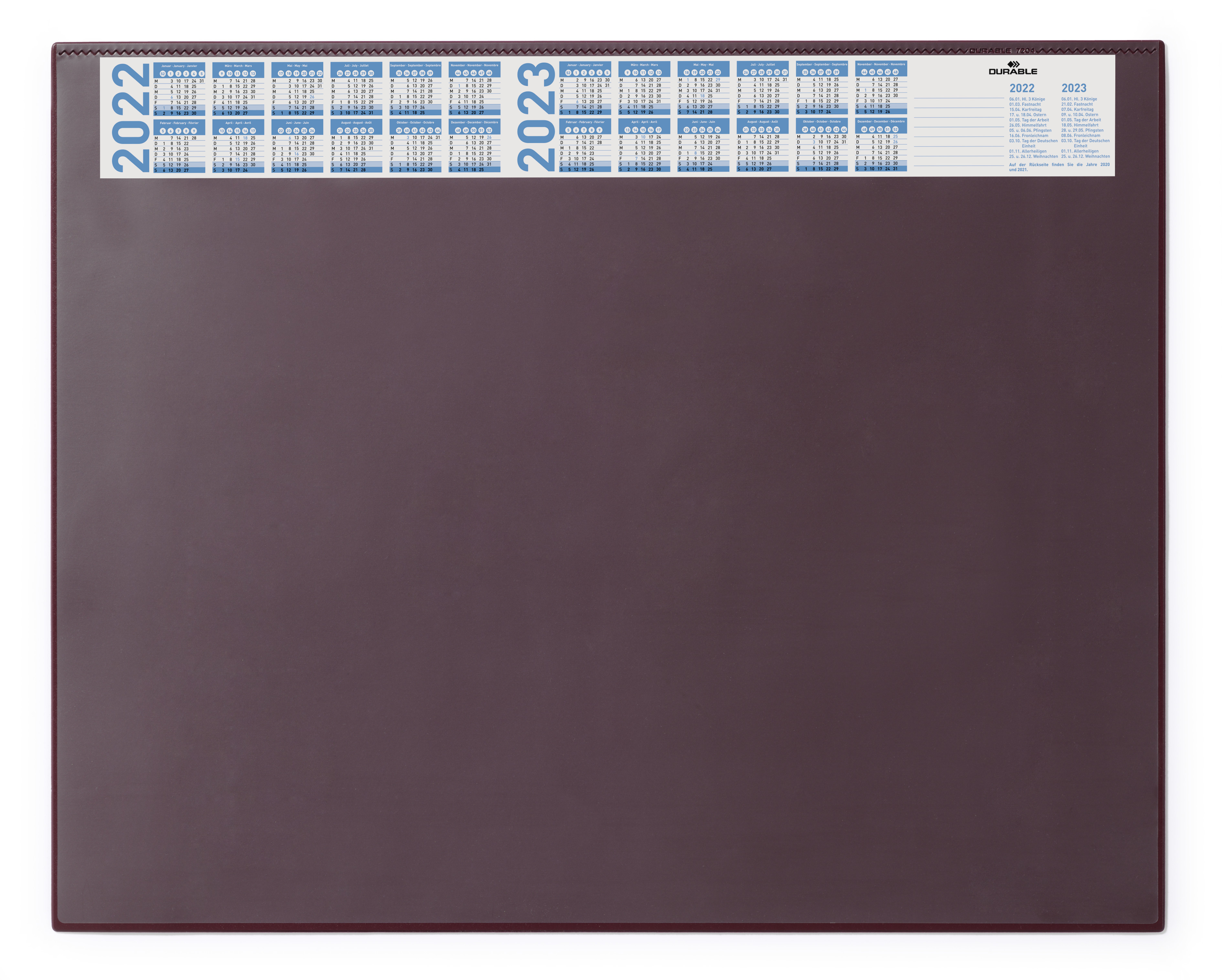 Skrivunderlägg Durable med Årskalender Röd 65x52cm