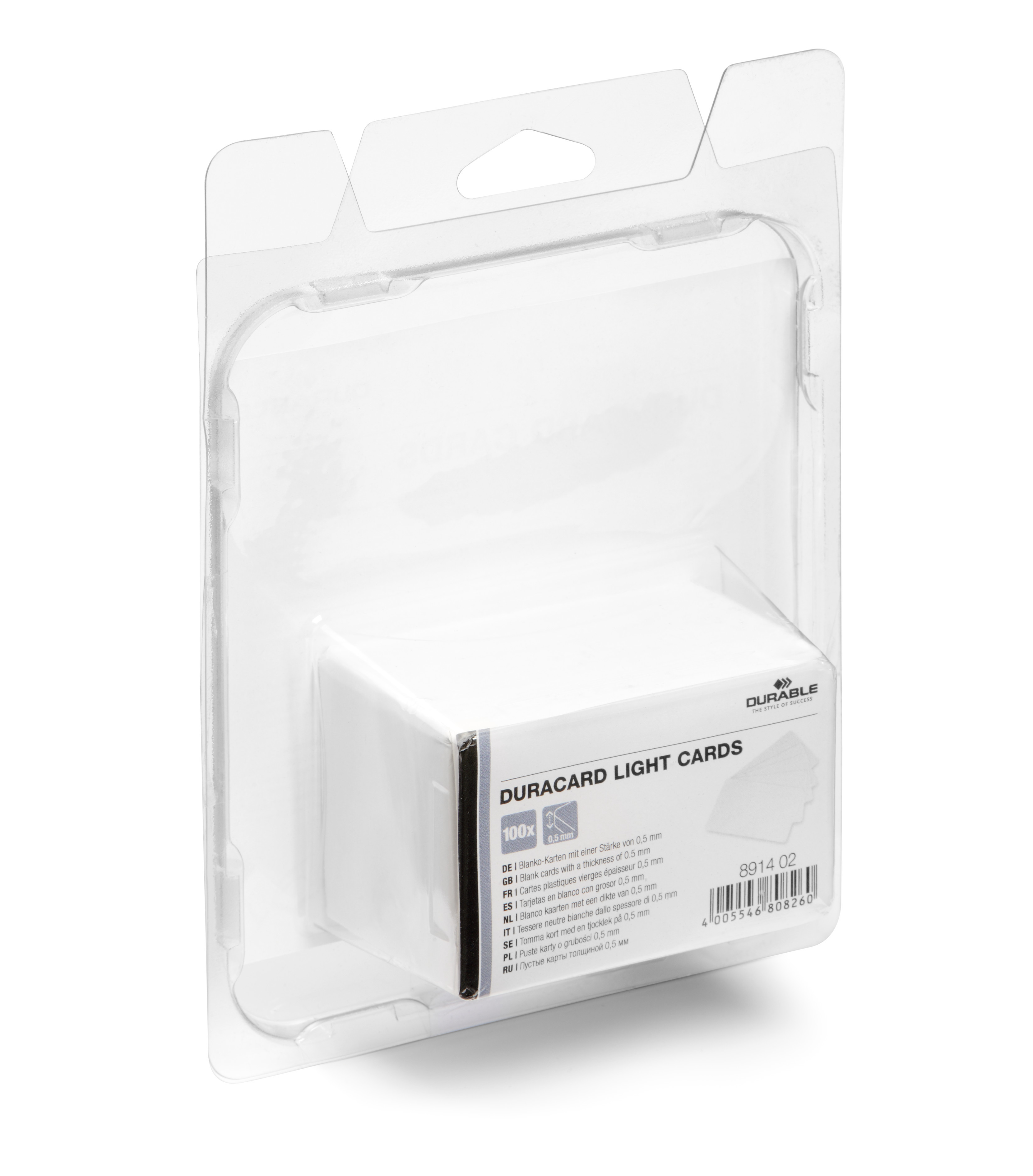 Plastkort Durable Duracard Light Vit 0.5mm 100st