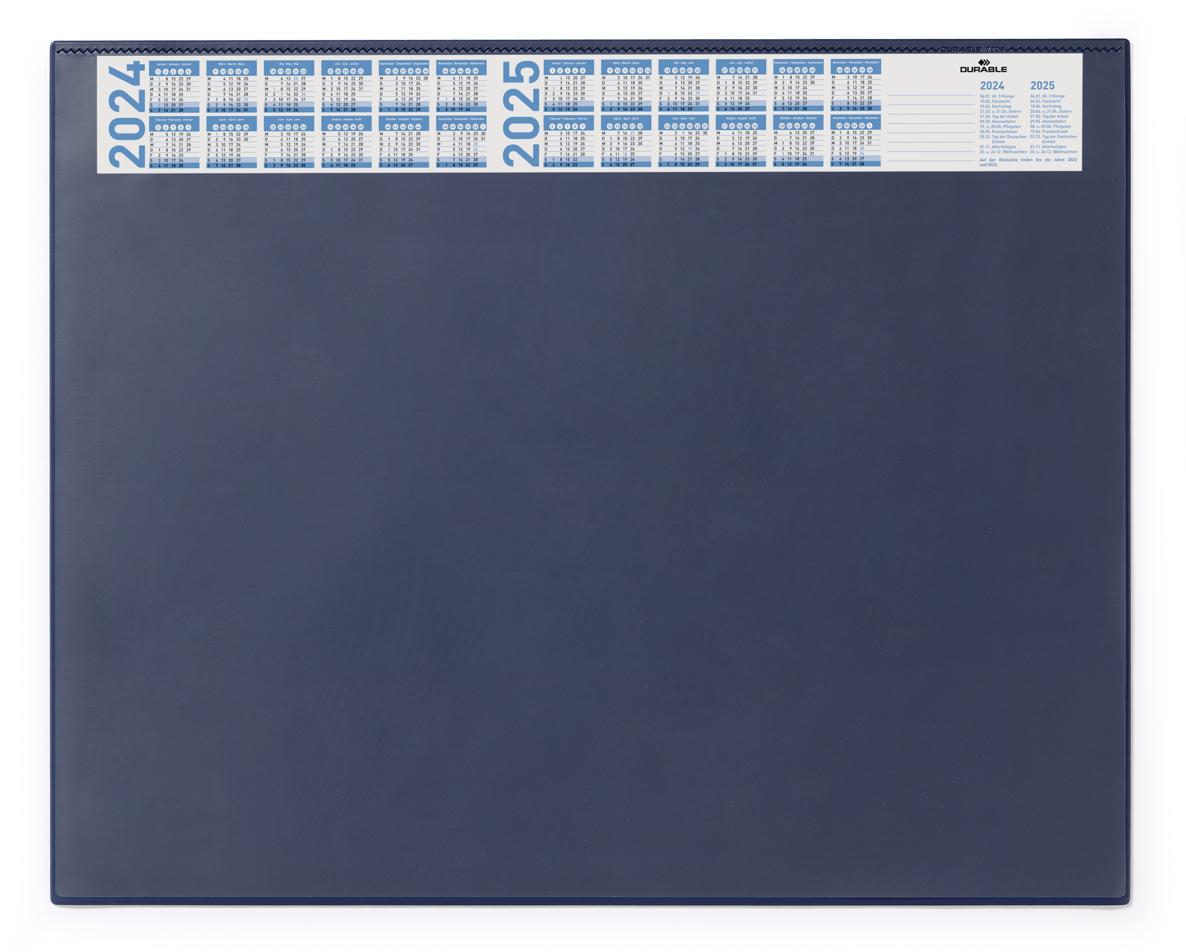 Skrivunderlägg Durable med Årskalender Mörkblå 65x52cm
