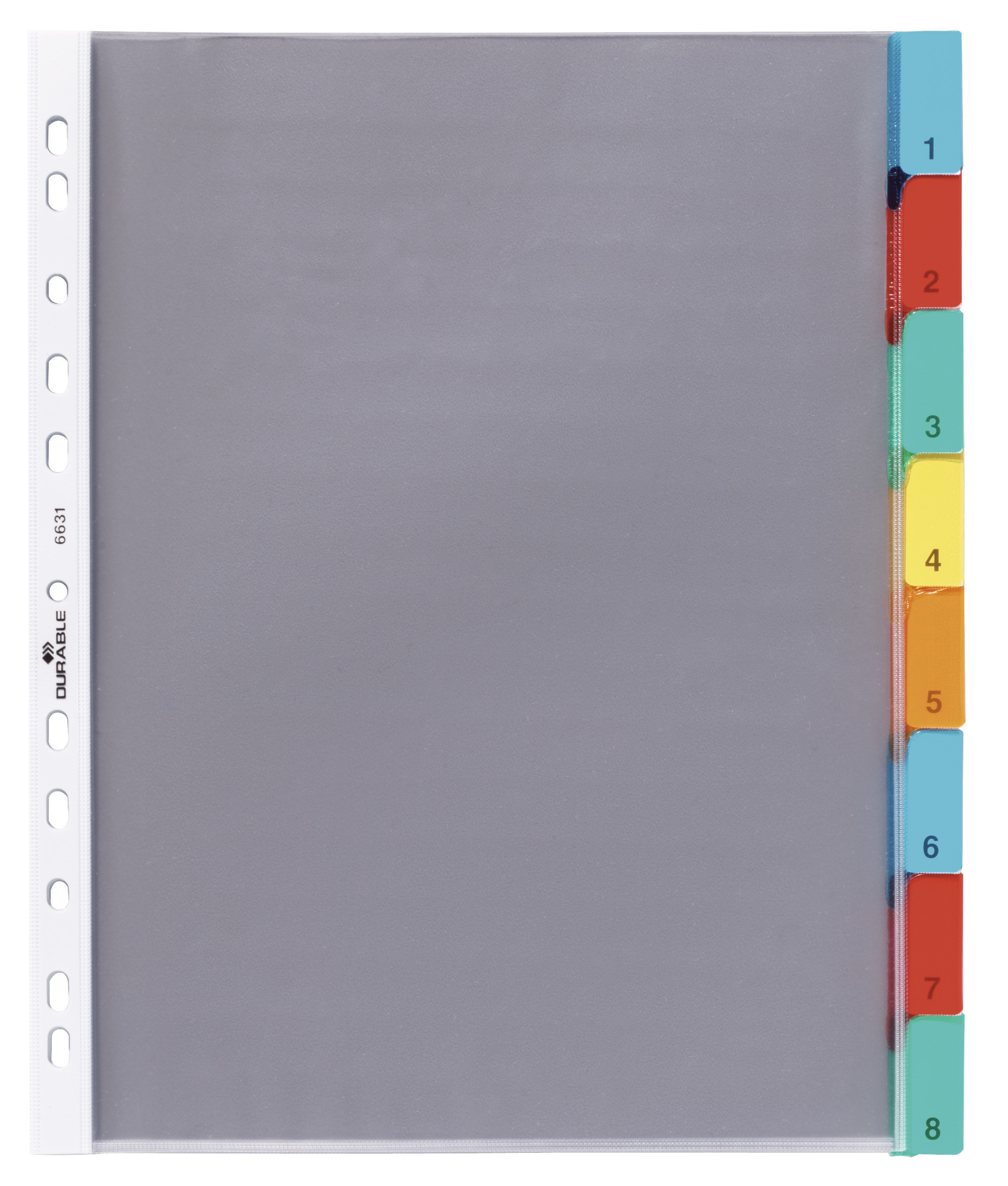 Plastficksregister Durable 8-del med Tryckta Flikar Transparent A4 1-8