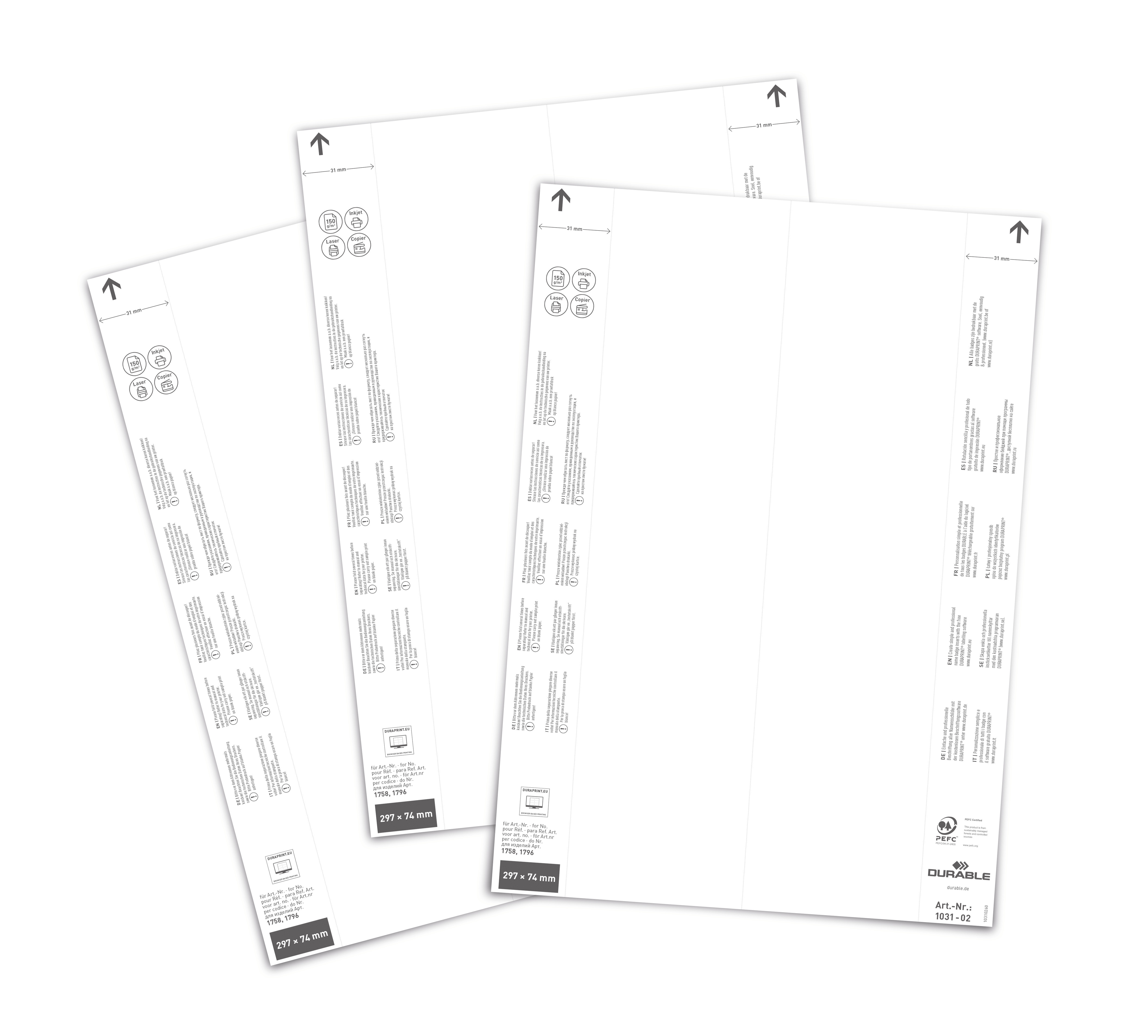 Etiketter Durable till Etiketthållare 297x74mm 20st