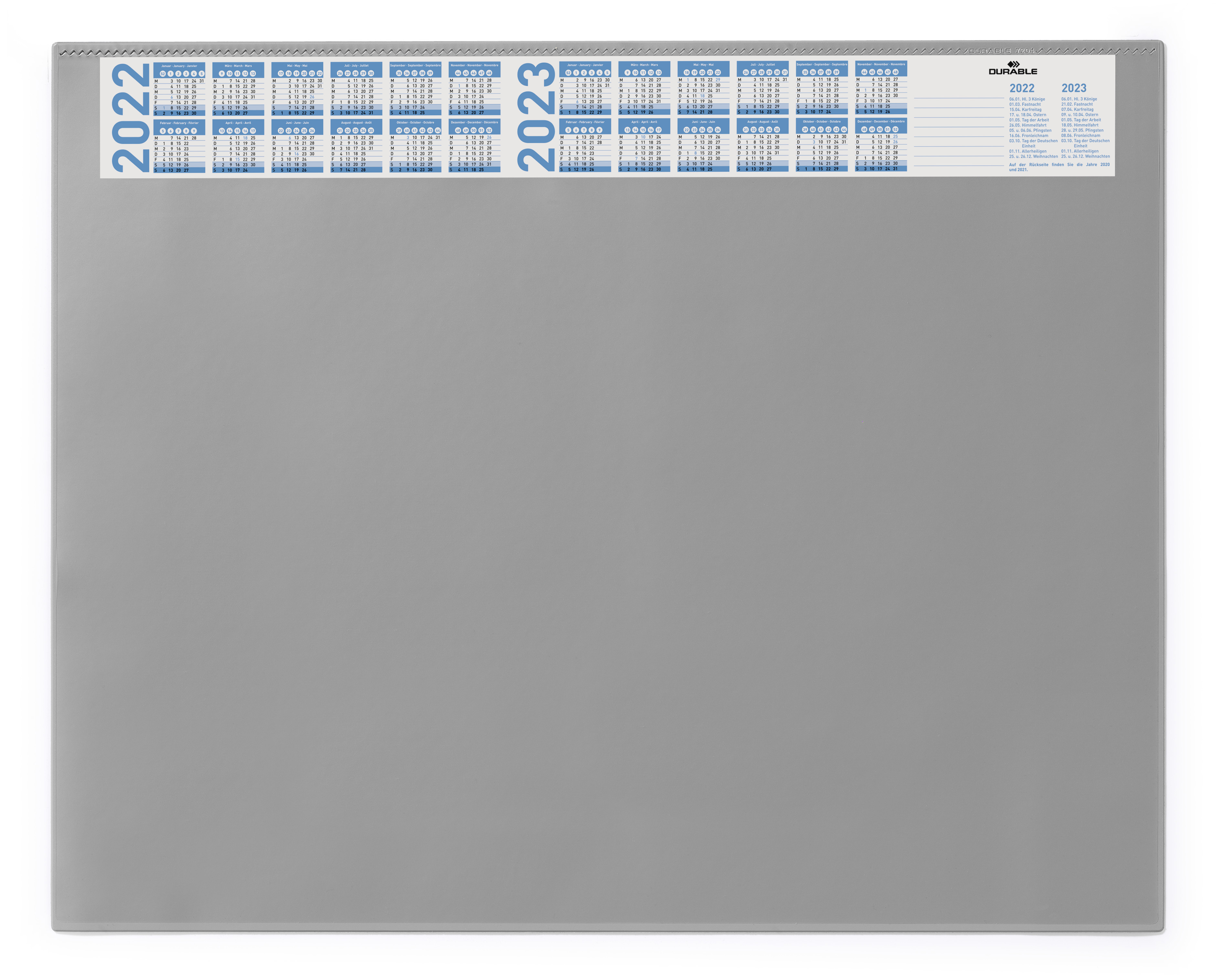Skrivunderlägg Durable med Årskalender Grå 65x52cm