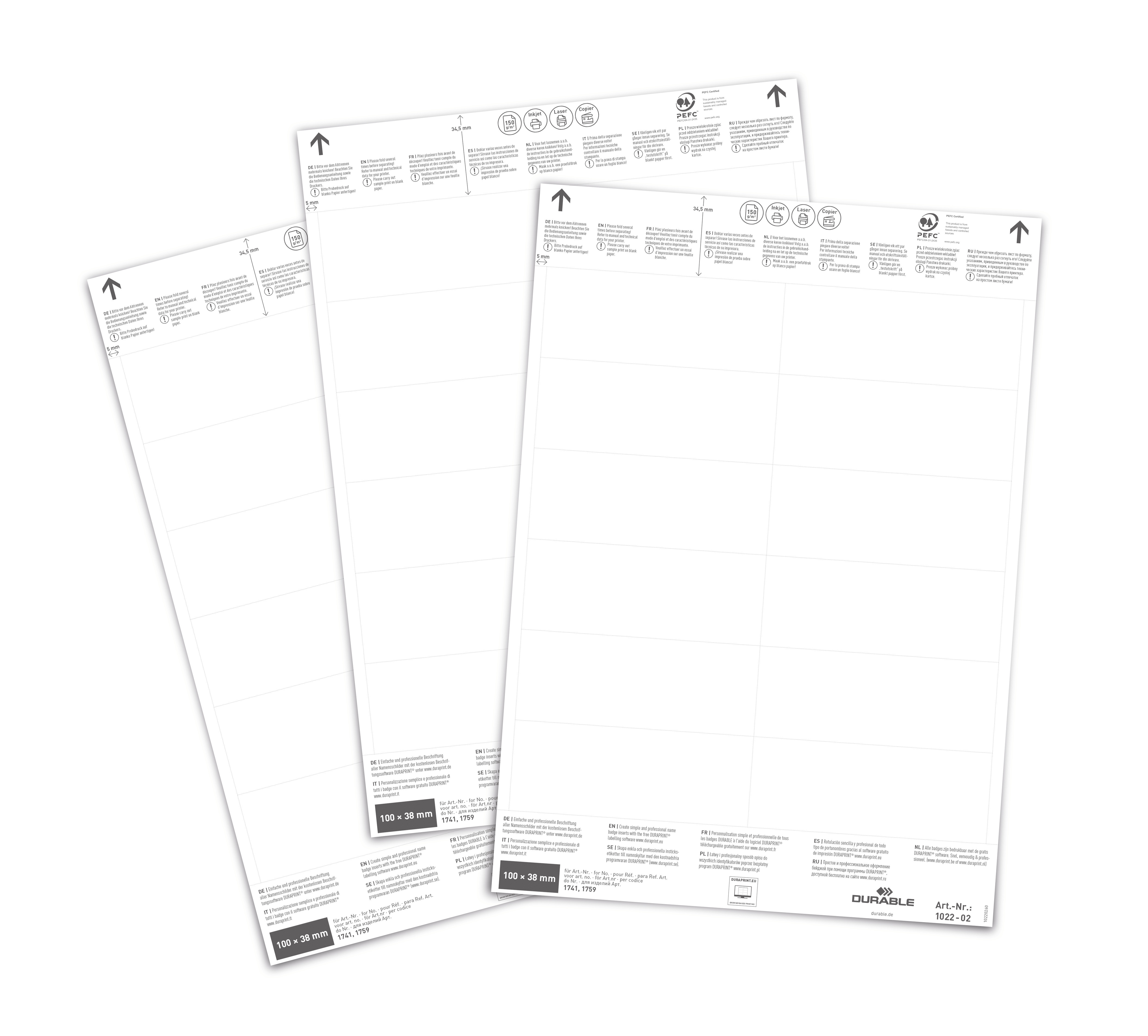 Etiketter Durable till Etiketthållare 100x38mm 20st