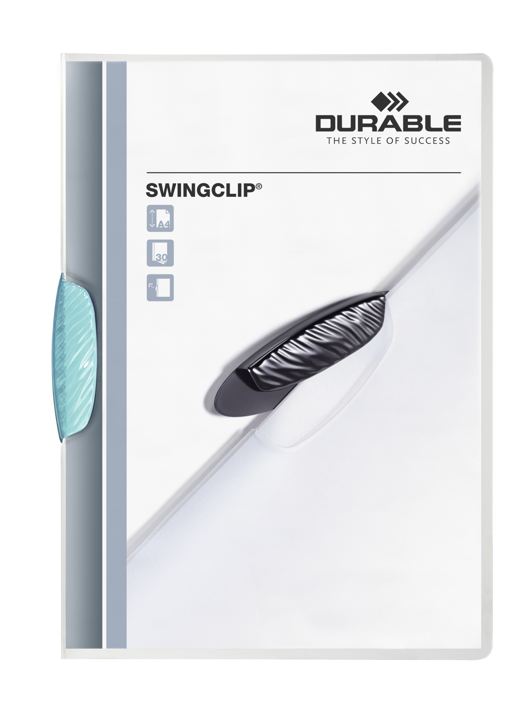 Klämmapp Durable Swingclip Transparent-Ljusblå A4 till 30 ark