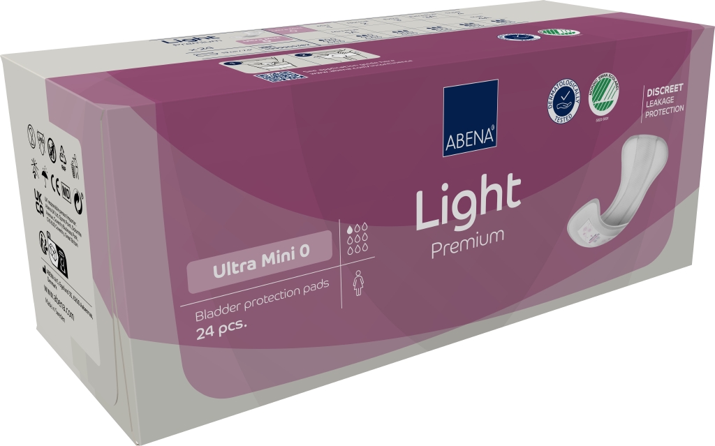 Kroppsformat Skydd Abena Light Ultra Mini 0 Premium Vit 8x21cm 1 Droppar 24st