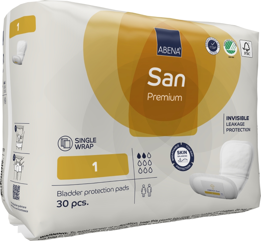 Kroppsformat Skydd Abena San Premium 1 Vit 10x22cm 2 Droppar 30st