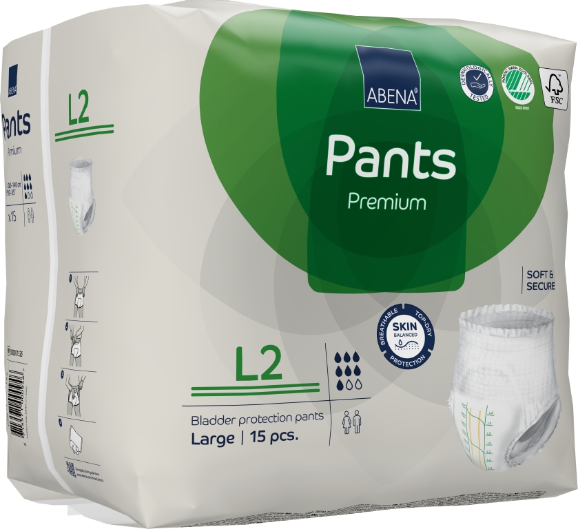 Engångsbyxa Abena Pants Premium Vit L2 100-140cm 7 Droppar 15st