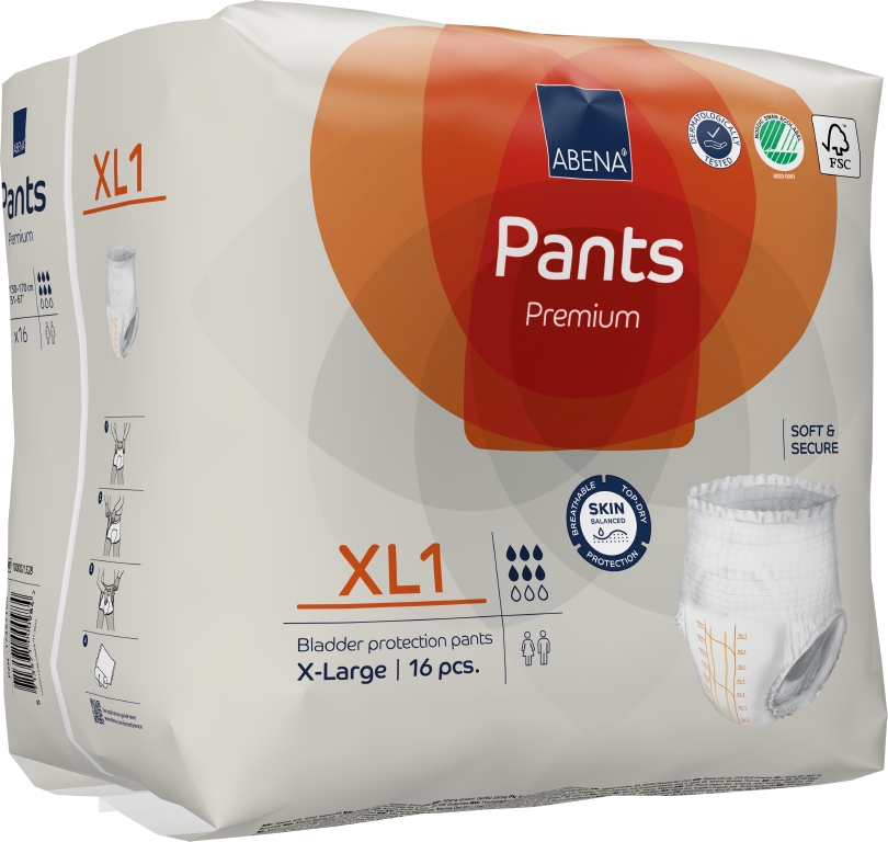 Engångsbyxa Abena Pants Premium Vit XL1 130-170cm 6 Droppar 16st