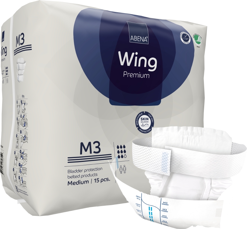 Bältesprodukter Abena Wing Premium Vit M3 70-110cm 8 Droppar 15st