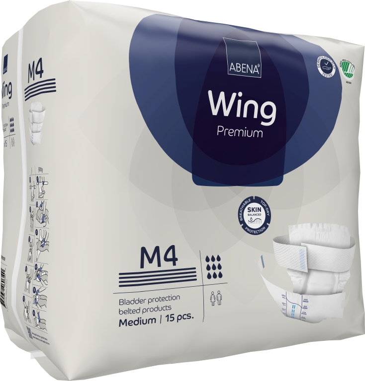 Bältesprodukter Abena Wing Premium Vit M4 70-110cm 9 Droppar 15st