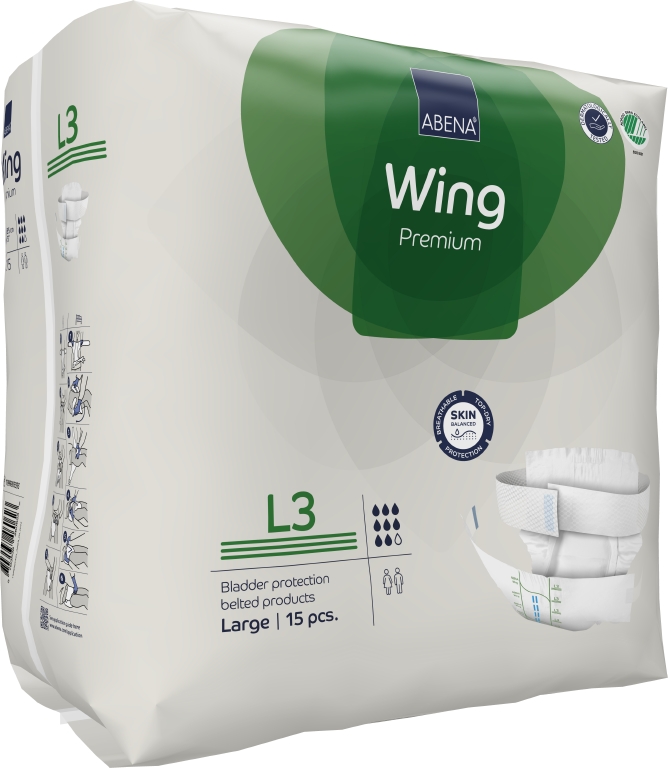 Bältesprodukter Abena Wing Premium Vit L3 90-135cm 8 Droppar 15st