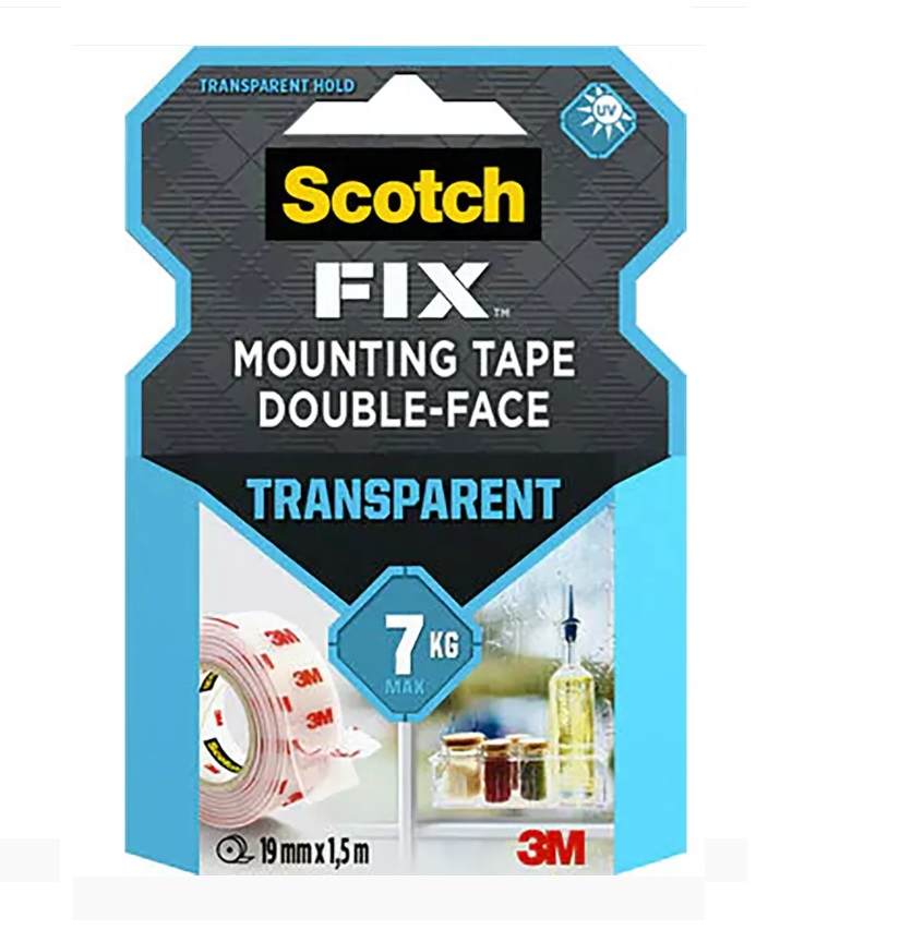 Monteringstejp 3M Scotch-Brite Transparent 19mm